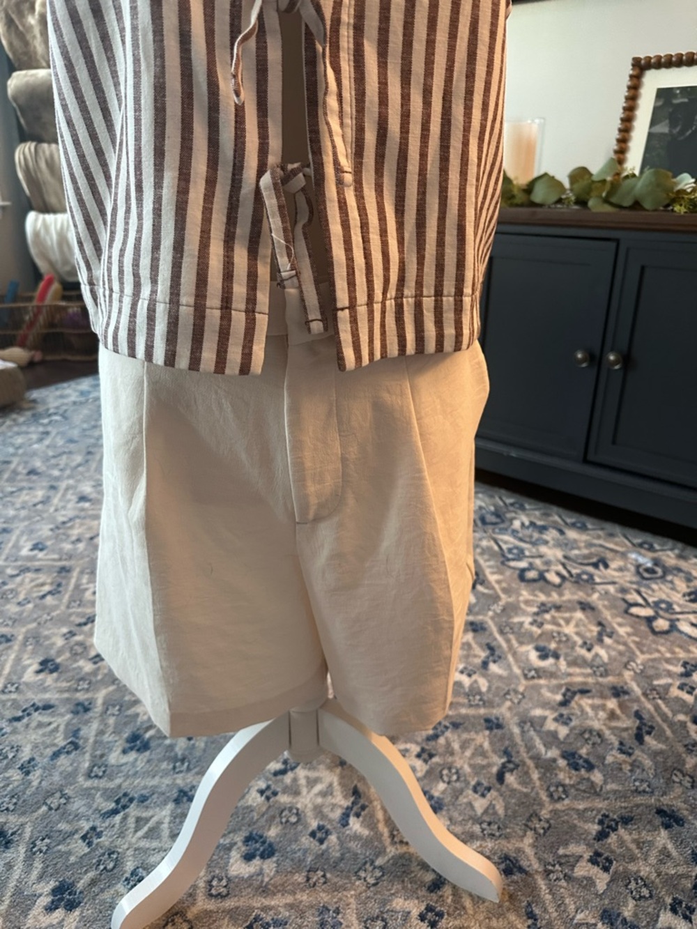 a new day Men's Cream Flat-Front Casual Shorts